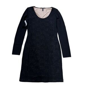 BCG Black Textured Long-Sleeve Dress -‎ Size Large